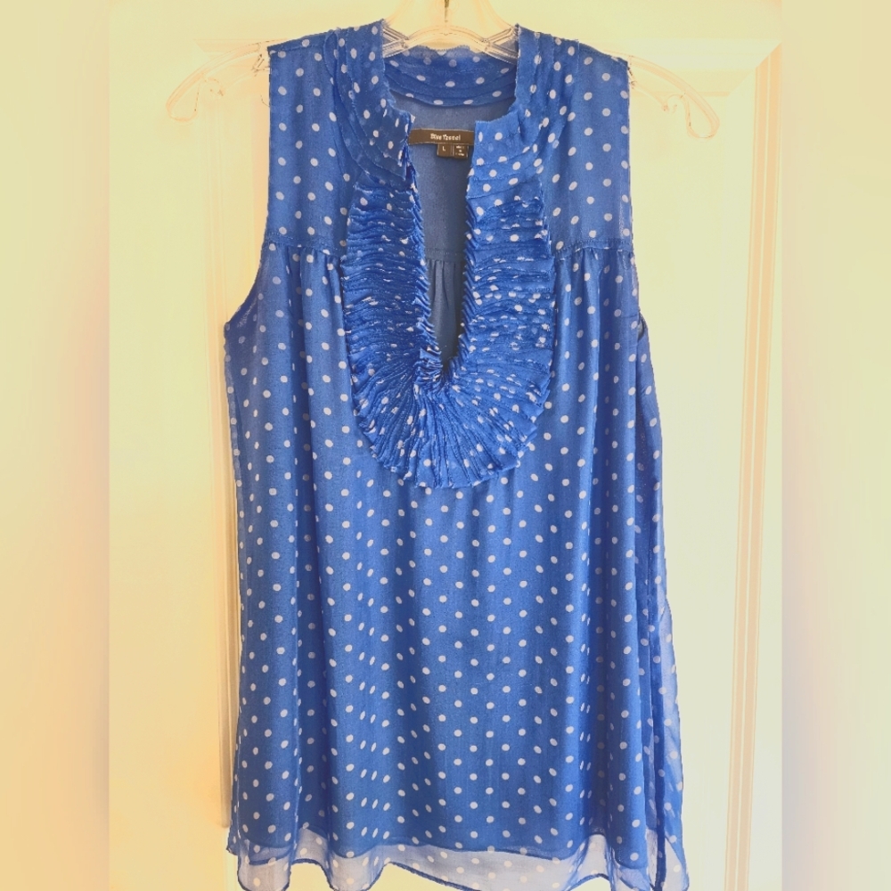 Anthropologie blue silk tank size L